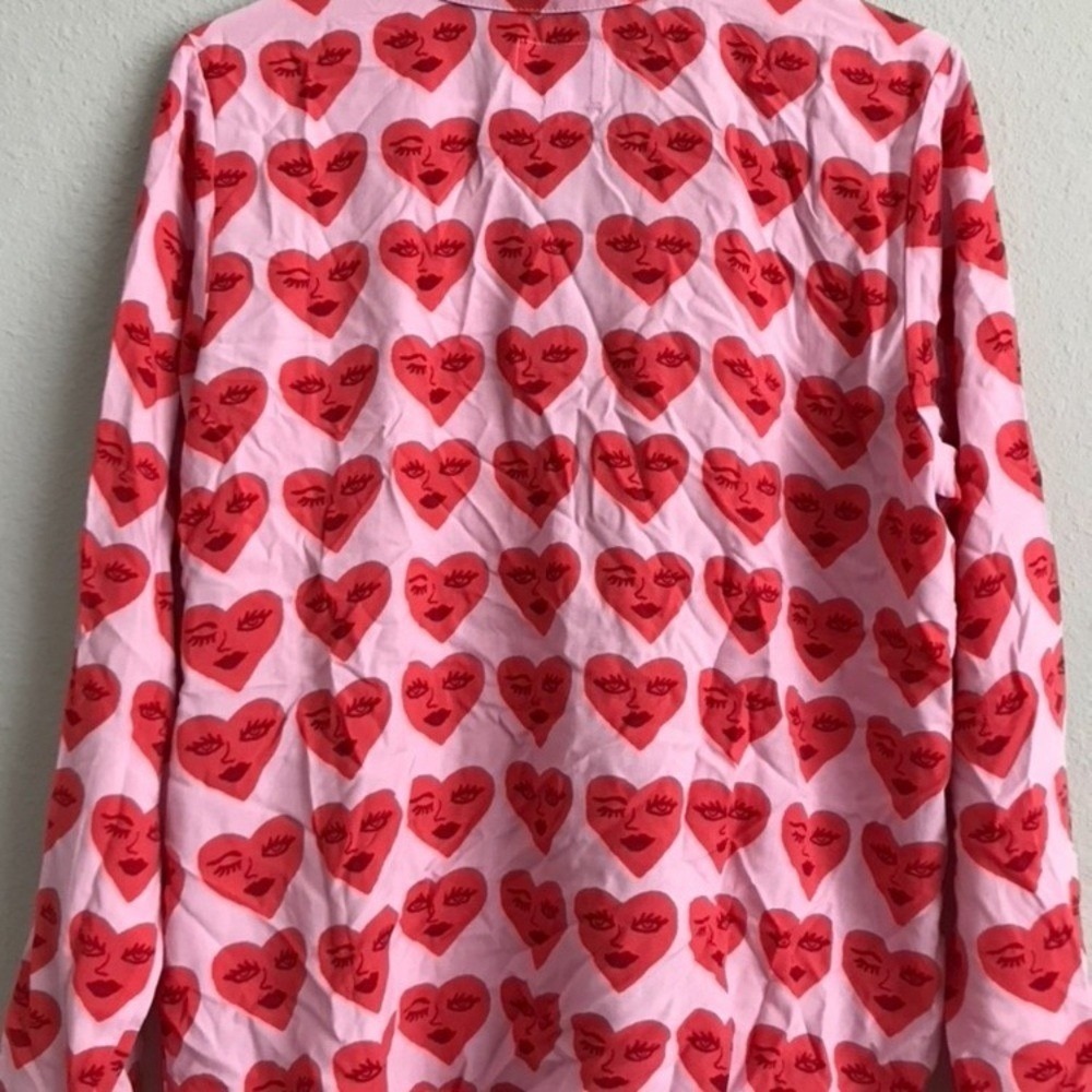 Bouffants & Broken Hearts Notch Collar‎ Printed Pajama Set -Hearts (Sz xs - Picture 2 of 13